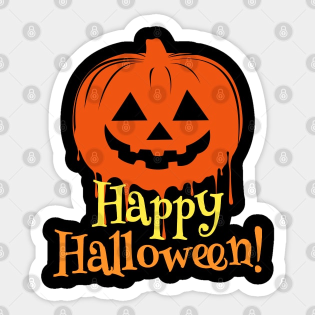 Funny Happy Halloween Dripping Pumpkin Sticker by koolteas